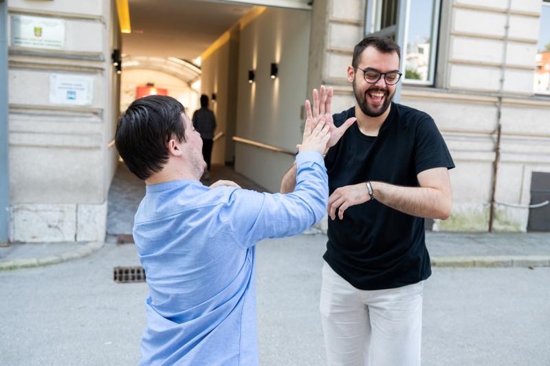 National UN Community Volunteer Anes Kujović with his mentor, Faris Bečić.