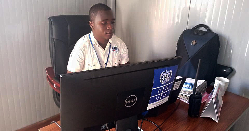 Jean-Rufin Doguela Gbogola, national UN Volunteer Monitoring and Reporting Assistant with UNDP. 